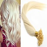 Sunny U Tip Keratin Remy Hair Extensions 16 Inch #60 White Blonde Fusion Hair Extensions Human Hair Nail Tip 50G 1g/1s