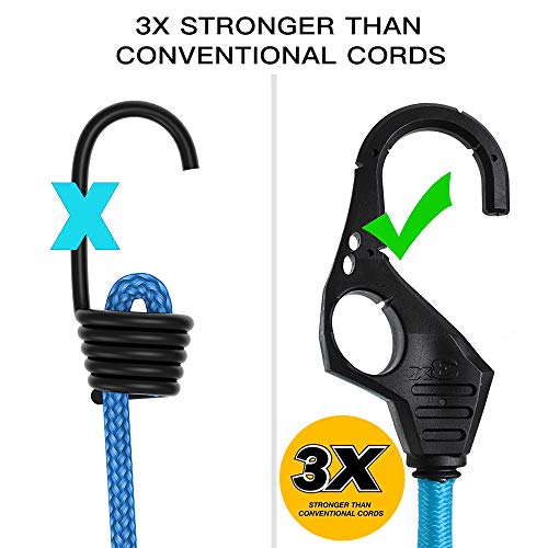 XSTRAP STANDARD 10 Pack Bungee Cords with FingerHole Hooks Ensures 3Time Strength, Comes in A