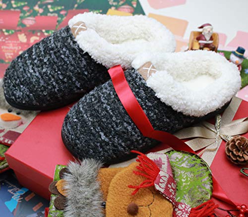Womens-Comfort-Memory-Foam-Slippers-Plush-Lined-House-Shoes-Indoor-Outdoor-Anti-Skid-Rubber-Sole