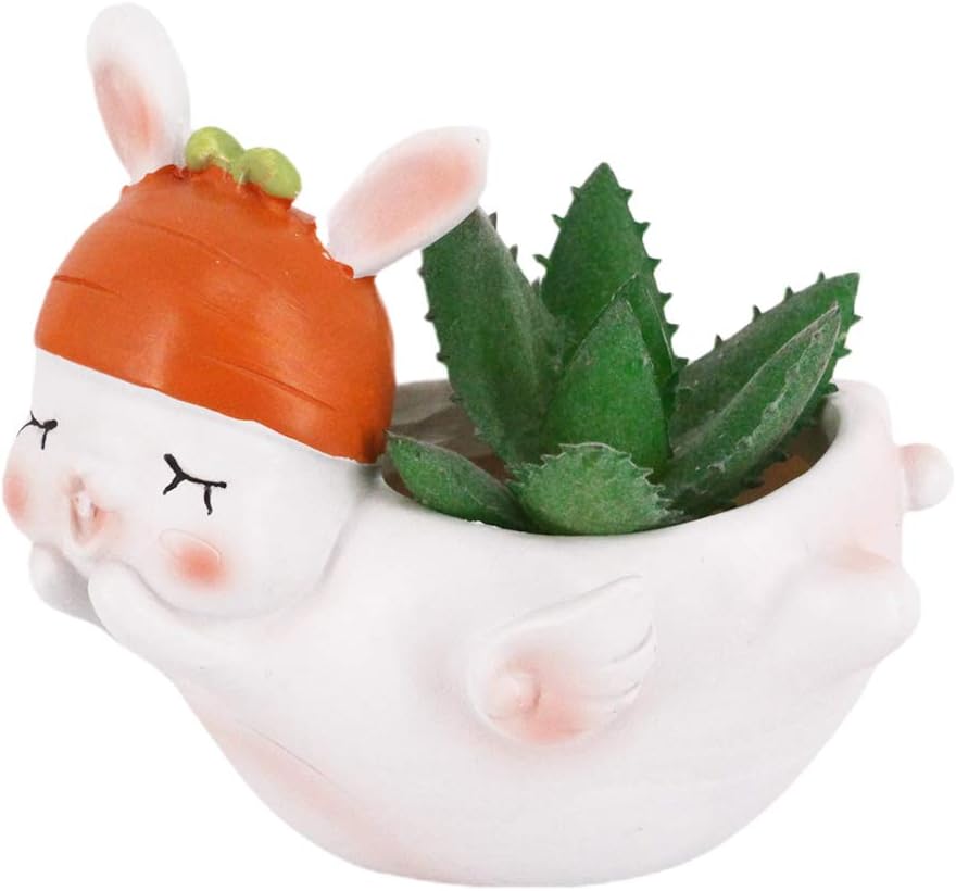 Segreto Creative Resin Plants Flower Pots Brush Pots Miniature Ornaments for Succulent(Rabbit)