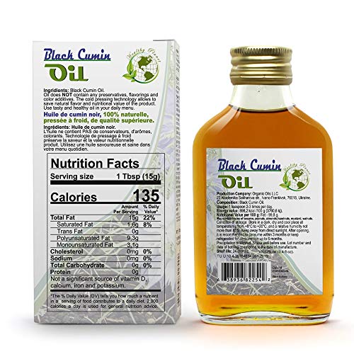 ECO NAVA | Black Cumin Oil | 100% Natural Extra Virgin Cold Pressed | Unrefined Raw No-GMO Vegan | Gluten-Free | Premium Food Grade | Great For Cooking, Skin Applications & Massages (100ml/3.4 fl oz)