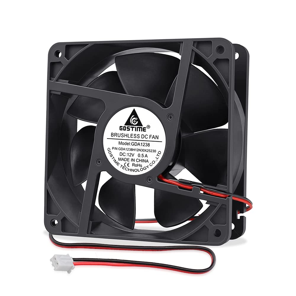 GDSTIME 120mm Fan 12CM PC Fan 120 x 38mm Computer Fans 12V 12038 3000 RPM Case Fans DC Brushless 125.1 CFM Cooling For Cabinet Workstation PSU Chassis Server