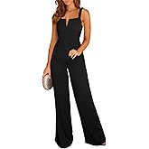 BLENCOT Sleeveless Jumpsuits For Women Dressy Casual V Neck Wide Leg Long Pants Slip Rompers Summer Overalls