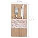 DECORA 4 X8 Inch Hessian Burlap Lace Jute Cutlery Pocket Knifes Forks Bag Burlap Silverware Holders for Wedding St. Valentine's Day 50PCS