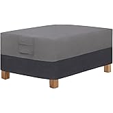 Easy-Going Patio Coffee Table Cover Small Outdoor Rectangular Furniture Ottoman Table Cover, UV Resistant Waterproof (48" Lx28 Wx16 H, Gray/Dark Gray)