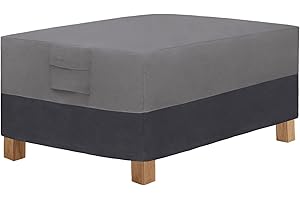 Easy-Going Patio Coffee Table Cover Small Outdoor Rectangular Furniture Ottoman Table Cover, UV Resistant Waterproof (48" Lx28 Wx16 H, Gray/Dark Gray)