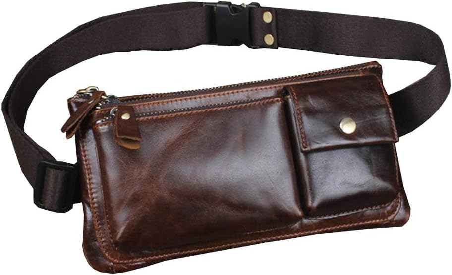 Leather Waist Pack Fanny Bag for Men Women Outdoor Travel Hiking Running Hip Slim Bum Belt Pack Purse Wallet Cell Phone Shoulder Pouch Coffee - Image 3
