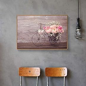 Floating Framed for Living Room Bedroom Retro Flower for