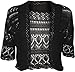 WearAll Women's Crochet Knitted Short Sleeve Bolero - Black - US 10-12 (UK 14-16)