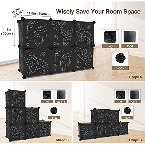 GREENSTELL Cube Storage Organizer, 6Cube Closet Organizer with Doors