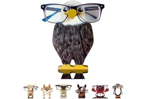 KhuaArt Newsukie,Wooden Animal Glasses Holder - Cute Cute Eyeglasses Stand,Carving Sunglasses Eyeglass Display Stand,Newsukie Creative Gift Glasses Holder for Desk (Eagle)