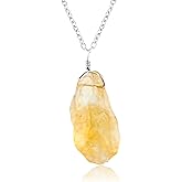 CRYSTALINES AAA Grade Natural Raw Gemstones Dainty Necklace, Rough Stones Pendant, Handmade Bohemian Jewelry, 14K Gold Plated Adjustable Chain, Healing Crystals, Christmas Gift for Women, 18inch