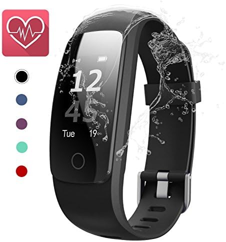 KEDA Fitness Tracker: Heart Rate Monitor Wireless Bluetooth Smart Wristband Bracelet with IP67 Waterproof Fitness Watch for Android & iOS (Black) ¡­
