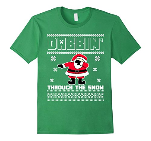 Men's DABBING THROUGH THE SNOW T-SHIRT Ugly Christmas Santa Small Grass