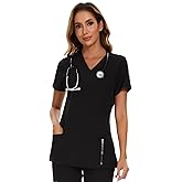 COZYFIT Scrub Tops for Woman - Soft Stretch, V-Neck Top Scrubs with 3 Pockets, Easy Care for Women