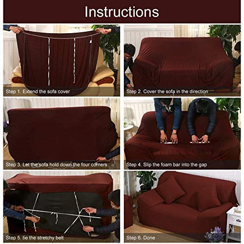 Mingfuxin Sectional Couch Covers L Shape Sofa Slipcover 2 pcs Furniture Protector Sofa Stretch Cover for 2-Pieces 3 Cushion Sectional Sofa Couch (Black)