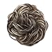 Scrunchy Updo Wavy Straight Hair Bun Clip Messy Donut Chignons Synthetic Hairpiece Hair Extension (medium brown & bleach blonde-thicker)
