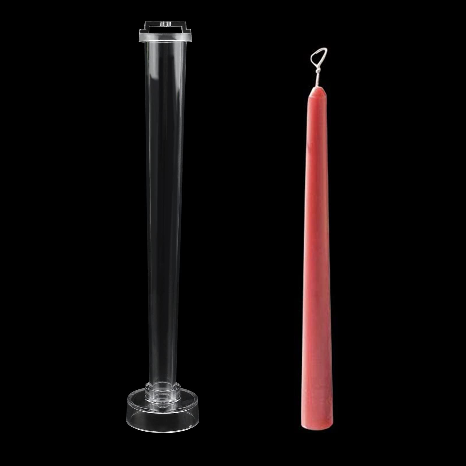 WANDIC Candle Mould, 1 Pc Clear Plastic Candlestick Mold Pillar Cylindrical Mould for Church Christmas Candlelight Dinner Valentine's Day Home Decoration, Round Tip