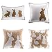 Ashler Linen Easter Pillow Covers 18x18, Spring Rabbit Set of 4 Easter Throw Pillow Cover, Bunny Decorations Holiday Cushion Pillow Case Decorative for Home Decor, Beige and White
