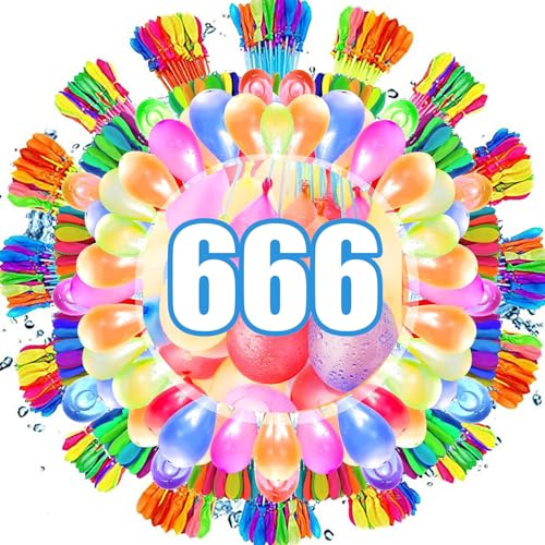 TKGEOUE 666 Water Balloons For Kids Easy Fill With Tap Adapters Bunch o Balloons 1s Rapid-Filling Self-Sealing 100+ In 60s For Water Toys For Kids Outdoor Water Games Beach Pool Party Fight (B)