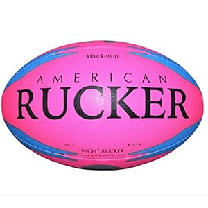 Night Rucker Rugby Ball- Pink Night Glow Ball – Training – Practice – Size 5 Ball