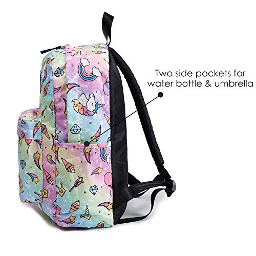 AOMACO School Backpack Kids Unicorn Rainbow Patterned Cute Pupil School Bag for Girls and Boys