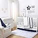Navy Blue Elephant Print Fitted Crib Sheet - 100% Cotton Baby Boy Safari Jungle Animal Theme Nursery Decor and Toddler Bedding