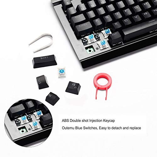 HUO JI E-Element Z-77 RGB Mechanical Gaming Keyboard, Programmable RGB Backlit, Blue Switches,Wrist Rest, 104 Keys Anti Ghosting, Black - Thumbnail 2