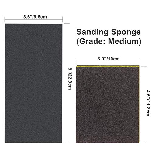 Sandpaper，Wet Dry Waterproof Sand Paper with Sanding Sponge, 90 Pcs 400