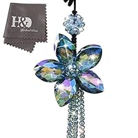 H&D Crystal Color Flower Interior Accessories Car Charms Pendants For Auto Rear View Mirror Hanging Decoration with Tassel