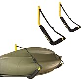 Suspenz Kayak Storage Rack, Big EZ Padded Wall Hangers/Hooks for Kayaks and Canoes, Indoor &amp; Outdoor Wall Mounts, Powder-Coated Steel with Foam Pads &amp; Safety Straps, Holds up to 150 lbs (12-2499)
