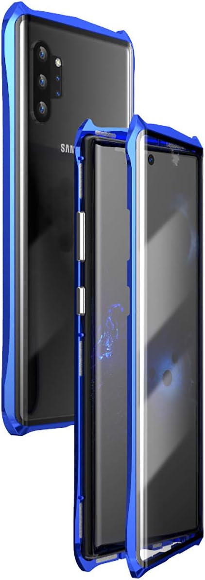 JoyCube For Samsung Galaxy Note 10 Plus+ Case【Bat Design】 360° Full Body Protection With Built-in Screen Protector，Magnetic Adsorption Metal Cover With [Clear 9H Hard Anti-Scratch Tempered Glass]-Blue