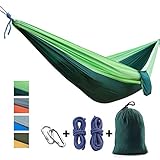 CCTRO Double Camping Hammock, Portable Lightweight Nylon Parachute Travel Camping Hiking Hammocks with Tree Straps & Carabiners for Outdoors Backpacking, Camping, Travel, Beach, Yard