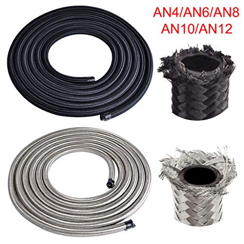 QUICATCH 【Ship from USA】 Braided 3/8 Fuel Line 6AN Oil/Gas/Fuel Hose End Fitting Hose Separator Clamp Kit - Thumbnail 4