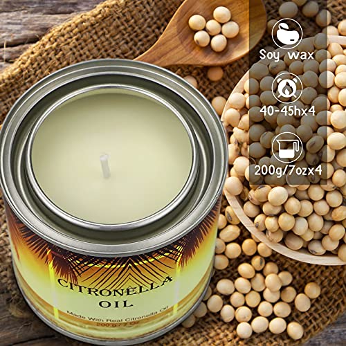 BlissTrip Candele Citronella, 4Pcs Candele Citronella Esterno Set Candele Profumate Citronella Da Esterno Candela Citronella Giardino Citronella Candela Candele Regalo Per Giardino Patio Campeggio