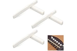Lqucwepp 3 Set Acoustic Guitar Bridge Saddle,Nuts & Saddles,For 6 String Acoustic Guitar Cattle Made of Real Bone Bridge Sadd