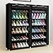 PENGKE 7 Tiers Shoe Rack Storage Organizer With Dustproof Cover Closet Shoe Cabinet Tower,Black Pack of 1