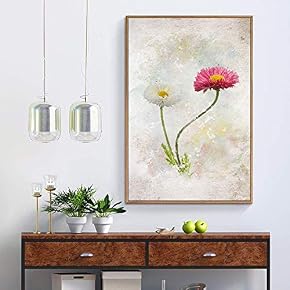 Floating Framed Canvas Wall Art for Living Room, Bedroom Vintage Flower Abstract Colorful Painting Canvas Prints for Home Decoration Ready to Hang - 16x24 inches