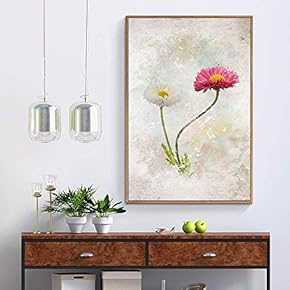 Floating Framed Canvas Wall Art for Living Room, Bedroom Vintage Flower Abstract Colorful Painting Canvas Prints for Home Decoration Ready to Hang - 16x24 inches