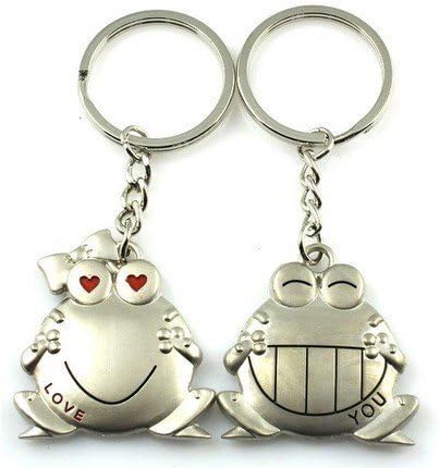 Cookids Romantic Big Mouth Frogs Couple Keychain Metal Boy Girl Love Lovers Sweethearts Key Chain Ring Silver Unique Special Cute Novel Gift by Timesino Cool Fire