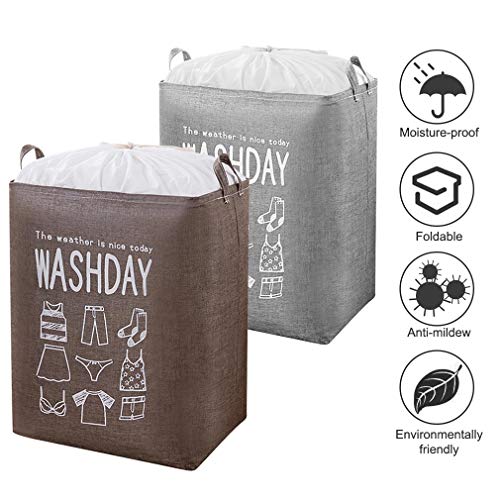 YOOKEA 2 Stück Wäschekörbe Faltbarer Wäschesack Aufbewahrungsbehälter