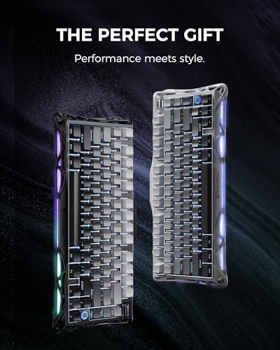 GravaStar Mercury K1 75% Wireless Mechanical Gaming Keyboard, Aluminum Alloy, Gasket Compact Custom Keyboard Hot-Swap Socket, Linear Switches, RGB Backlit - Gradient Black