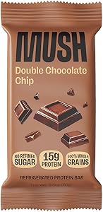 MUSH Protein Bar - Double Chocolate Chip - 15g Protein, Good Source of Fiber, Gluten Free, No Refined Sugar, Sustained Energy