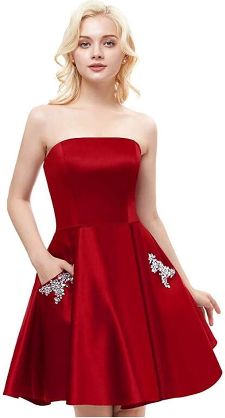 red strapless homecoming dress
