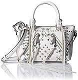 Rebecca Minkoff Micro Moto Satchel with Studs Cross Body, White, One Size