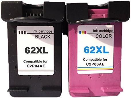Remanufactured Ink Cartridges Replacement for HP62XL Black and Color C2P04AE C2P06AE for Officejet 5740/5742/ 5745/8040/ 8045 ENVY 5640 / 5660 /5665/7640/7645/8000/8005 (1Black +1 Color)