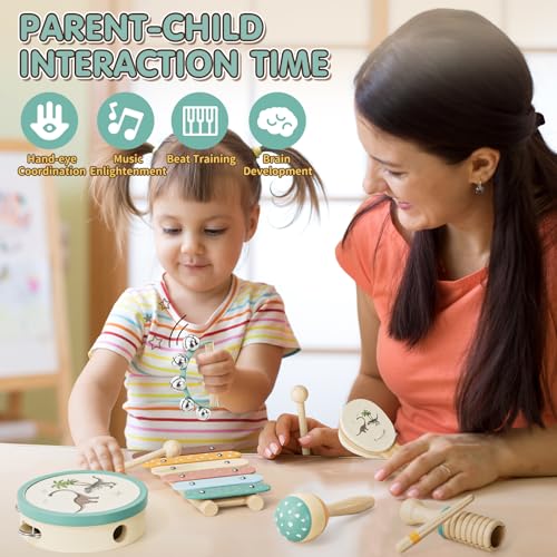 Lehoo Castle Montessori Enfant Jouet Instrument de Musique 1 2 3 Ans, Bebe Cadeau Jeux Xylophone Musicaux en Bois, Bebe Jouet Cadeau Fille Garçons