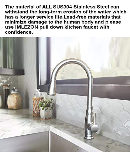 Imlezon Stainless Steel Kitchen Faucet With Pull Down Sprayer