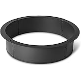 Amazon Basics 36" Fire Pit Ring, 4-Piece Portable Steel Fire Ring Kit with Liner, 41.5" Outer Ring, 10" Height, Black, for Outdoor Gatherings and Camping