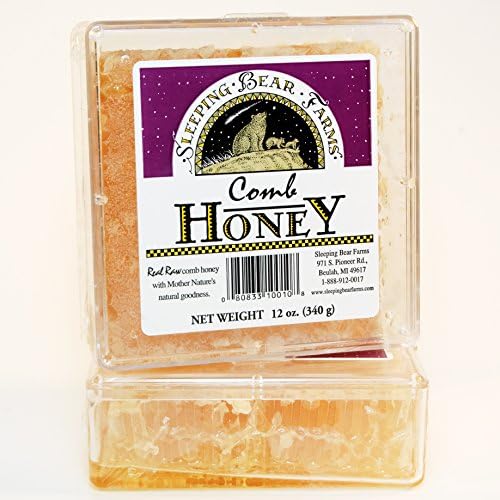 Sleeping Bear Farms *Comb Honey* Raw Honey Straight From Hive 4 X 4 Cut Comb *Raw Honey From The Honeybee* Full Flavored